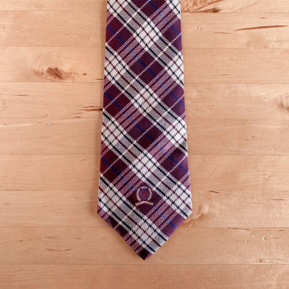 Tommy Hilfiger Burgundy Plaid Silk Tie - Picture 2 of 4